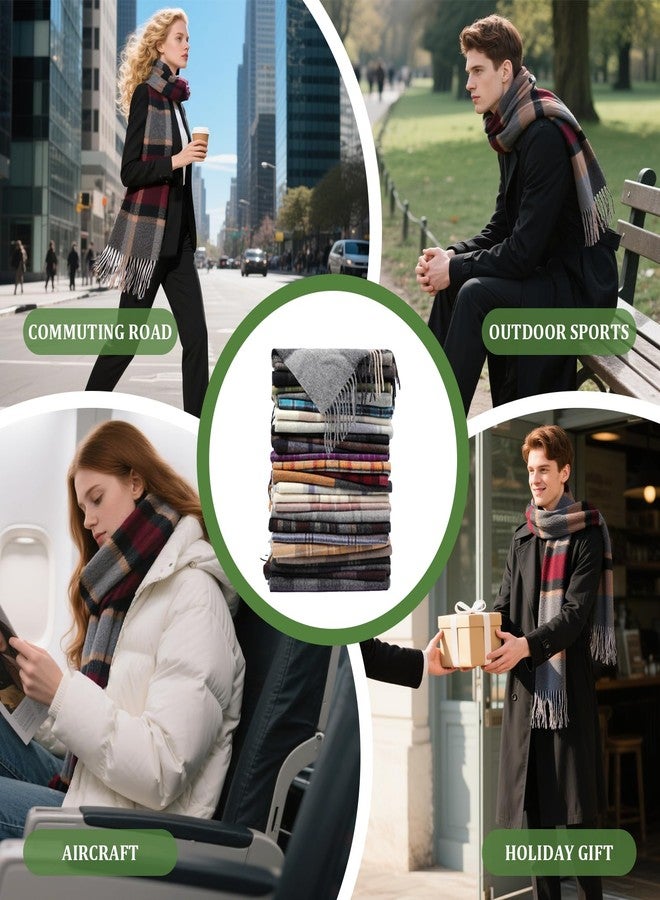 SKNSOFT Winter Wool Plaid Scarf for Men,Women Fashion Tartan Wrap Checkered Scarves - Image 2